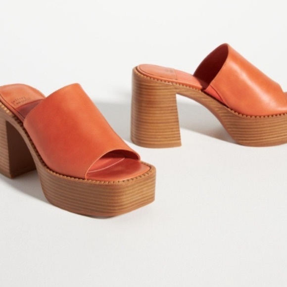 Jeffrey Campbell Shoes - NWT Anthropologie Jeffrey Campbell Concert Heels Orange/Brown Leather Peep Toe 9